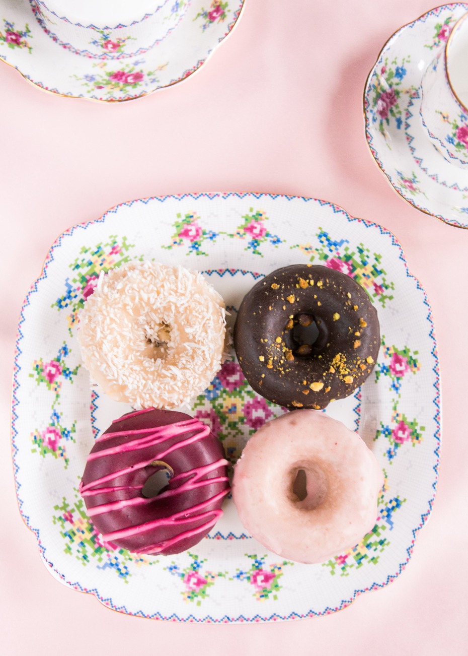 Donuts on a vintage dish