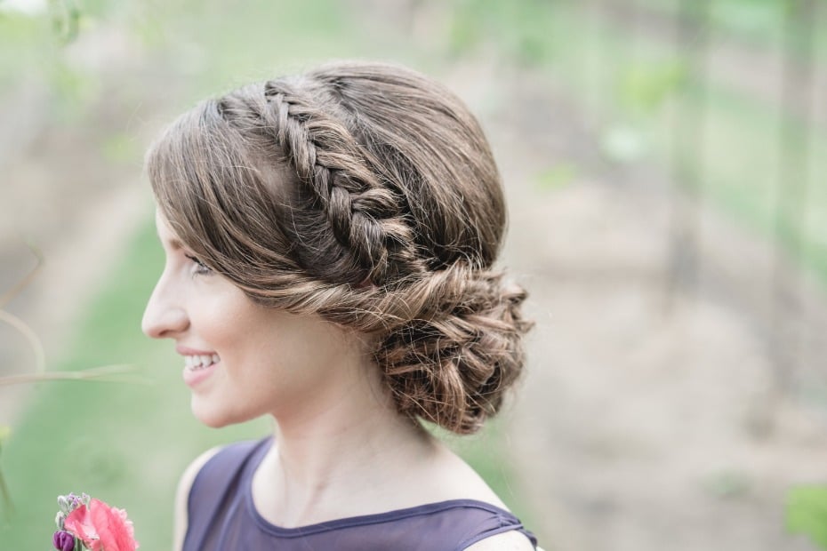 milkmaid braid bridesmaid hair