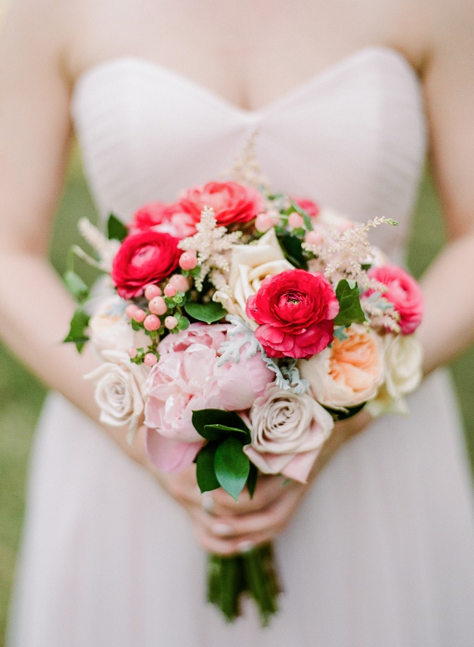 hot pink and blush wedding bouquet