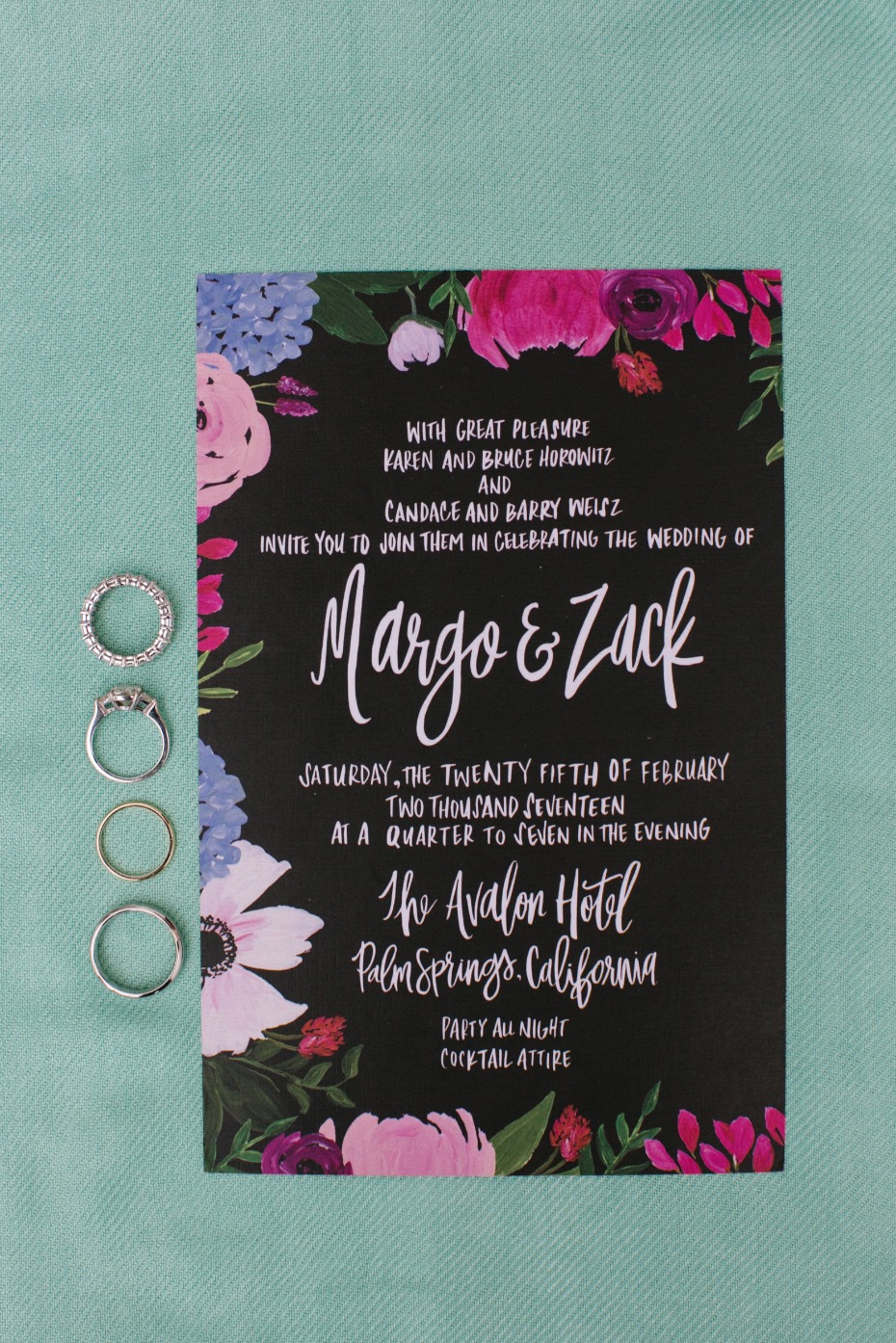 Jewel toned wedding invitation