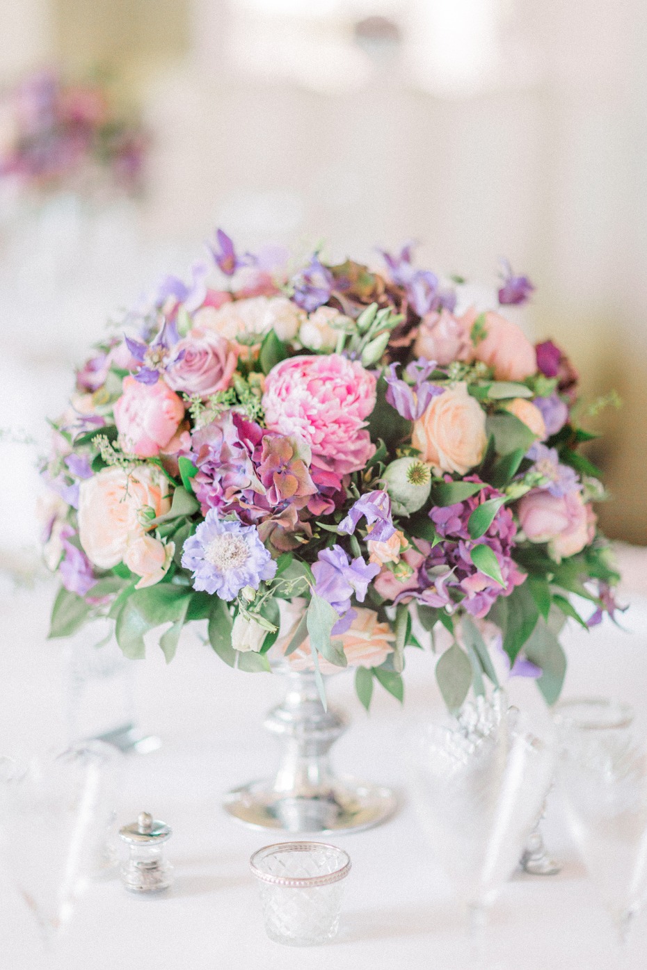 pink and purple centerpiece