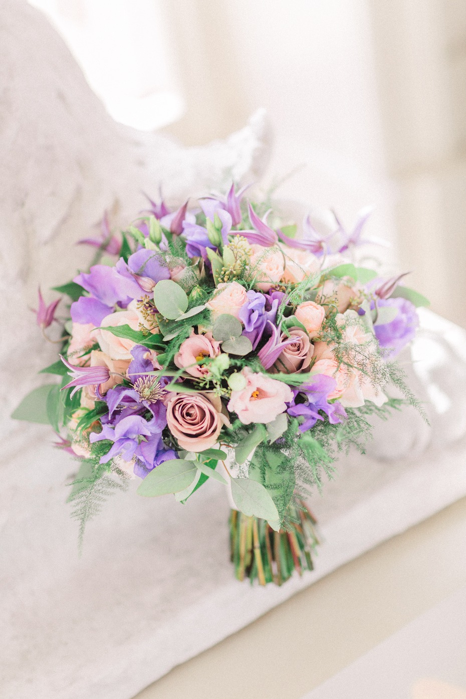 purple and pink wedding bouquet