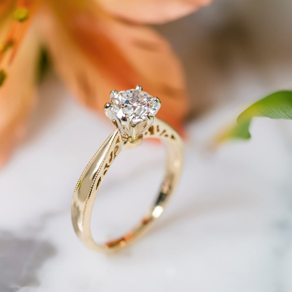 14k yellow gold engagement ring from @shanecompany