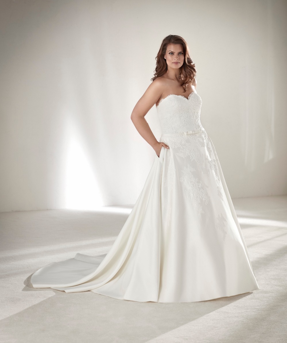 graceful strapless plus size wedding ball gown