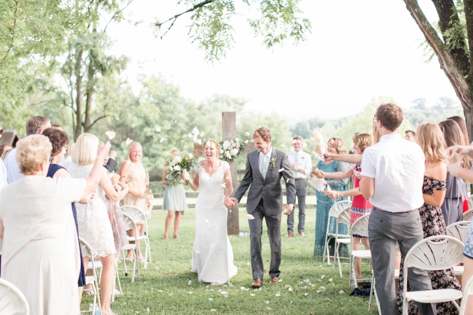 guests tossed rose petals after the ceremony