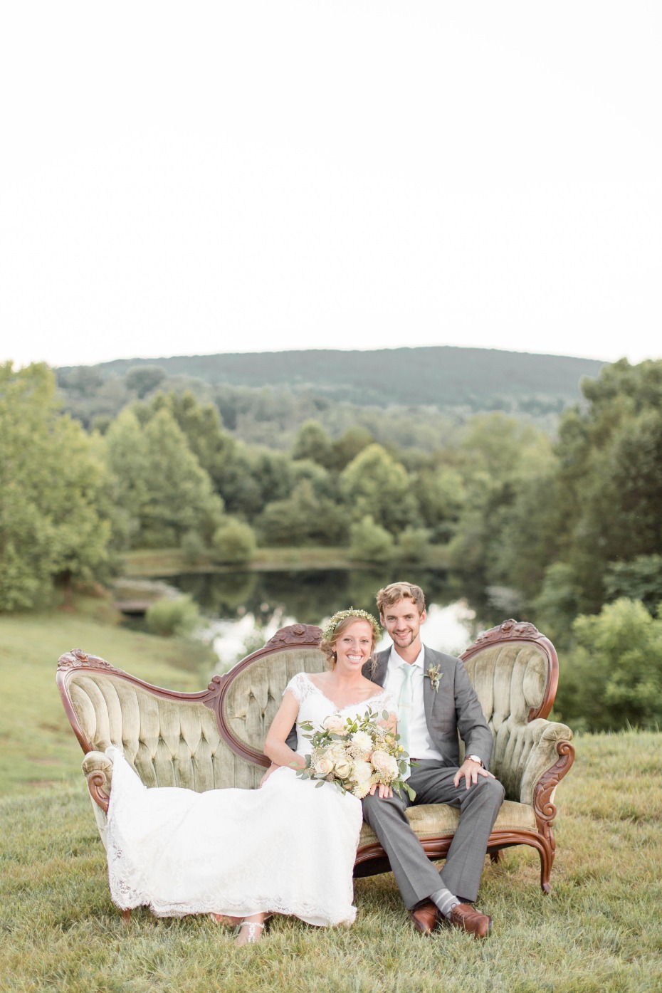 use vintage furniture as prop for wedding portrait
