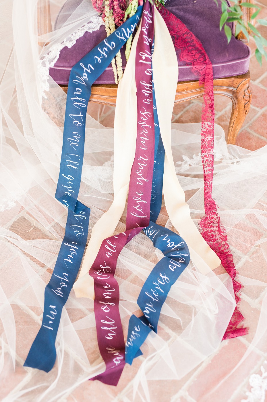 Bouquet ribbons with calligraphy
