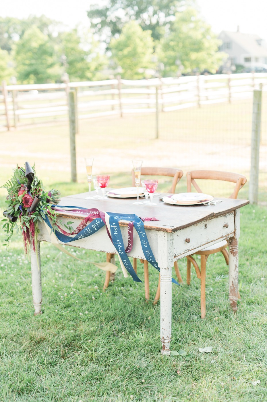 Rustic sweetheart table for two