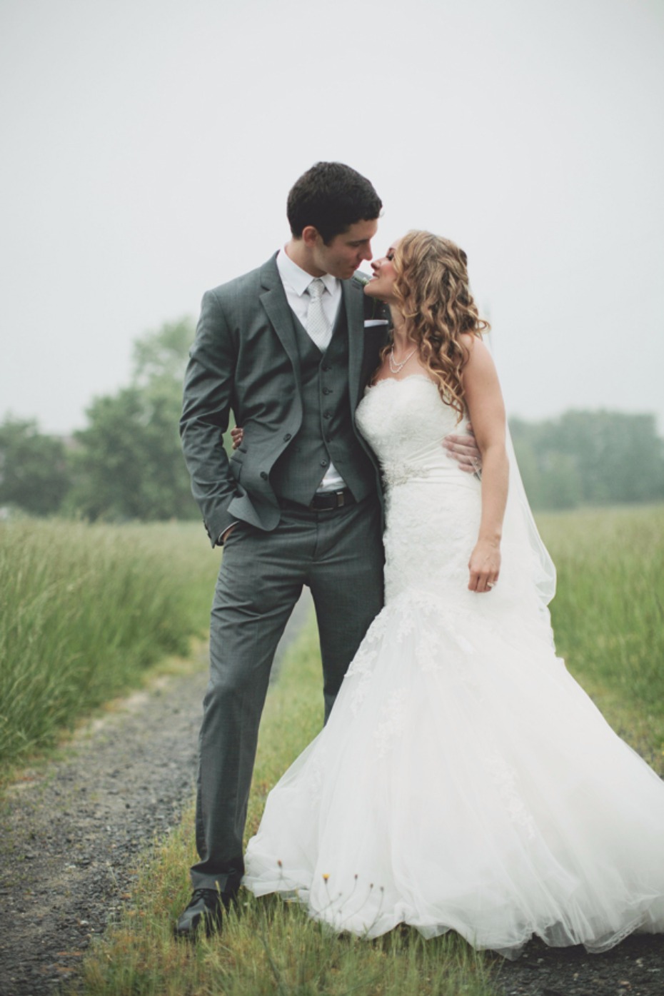 country wedding in the rain
