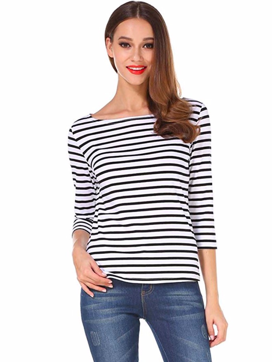black and white stripped shirt