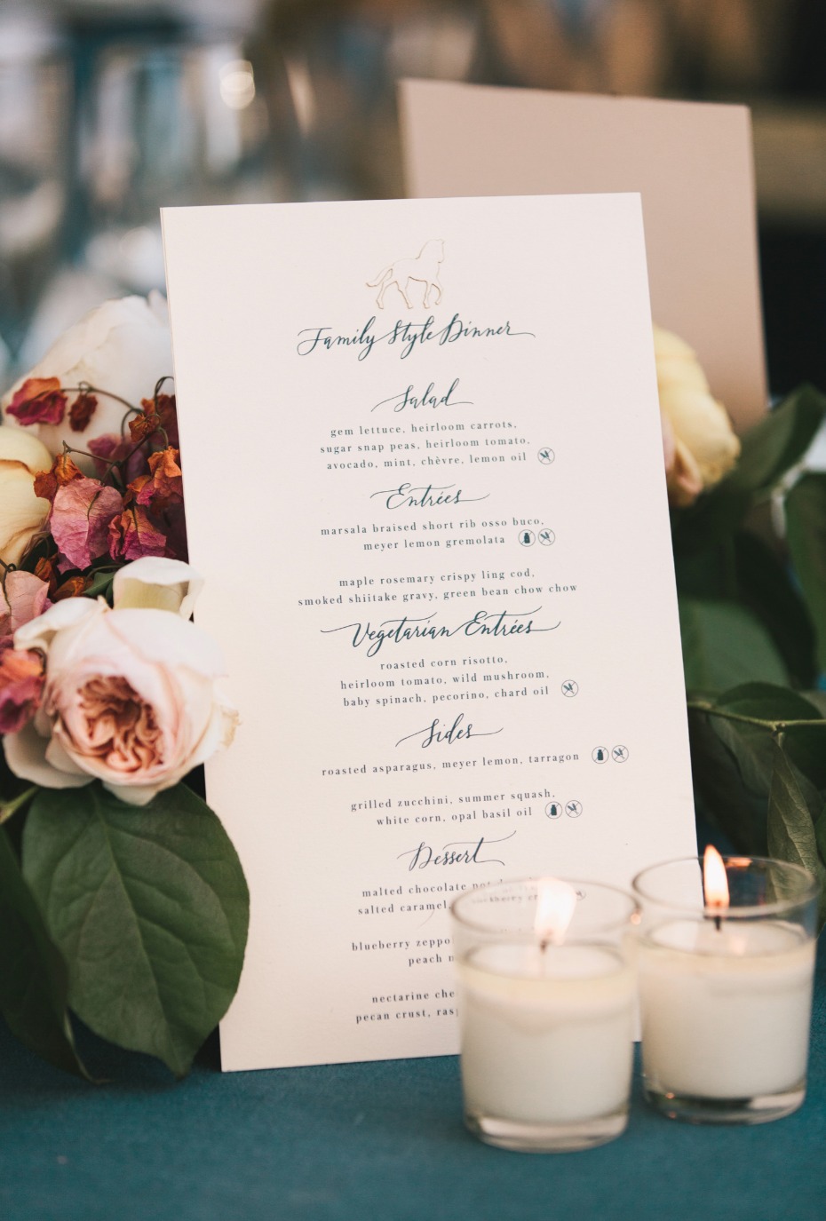 elegant and chic wedding menu