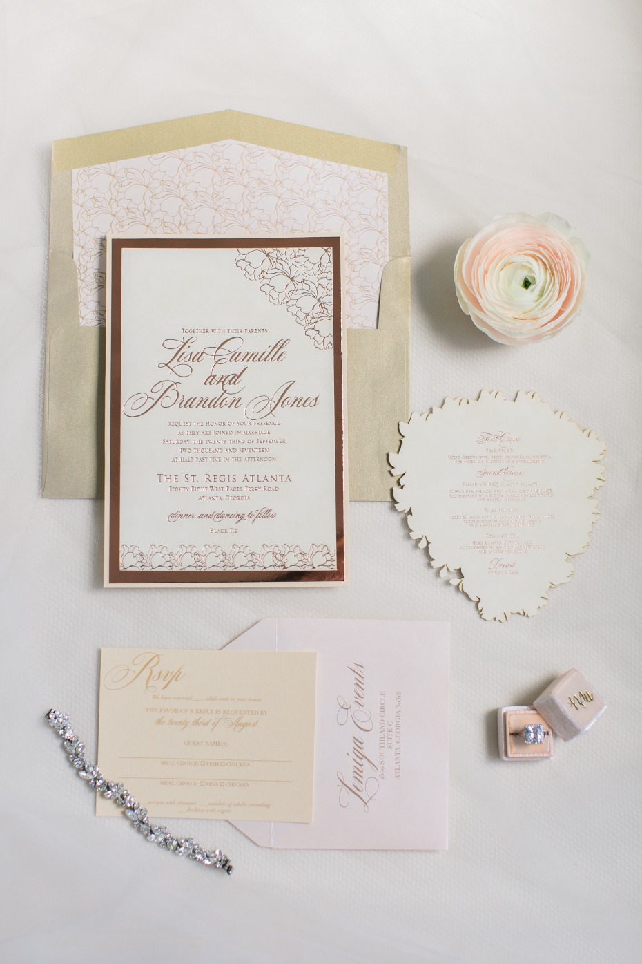 copper and blush wedding invitations
