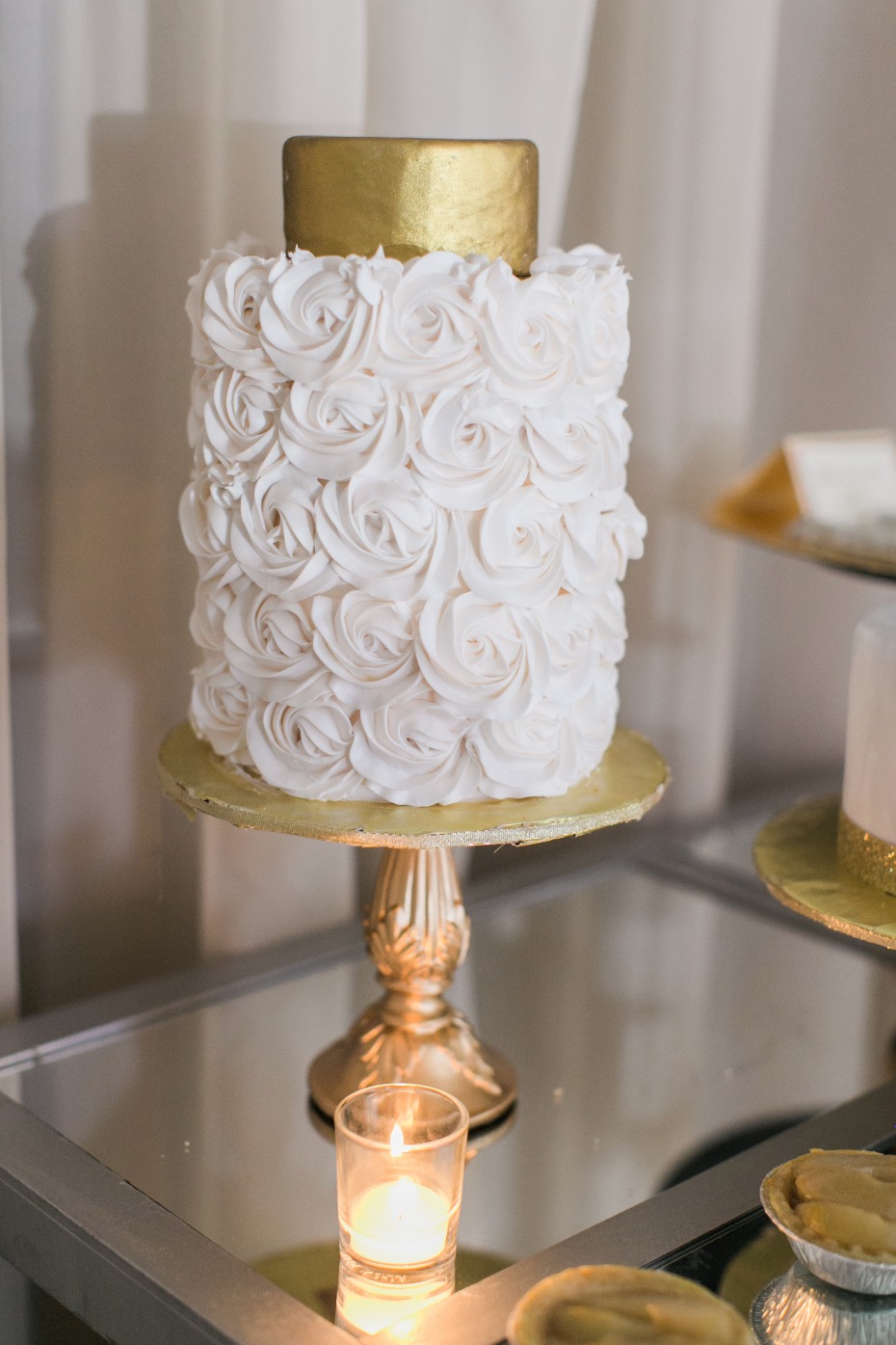 elegant white and gold cake