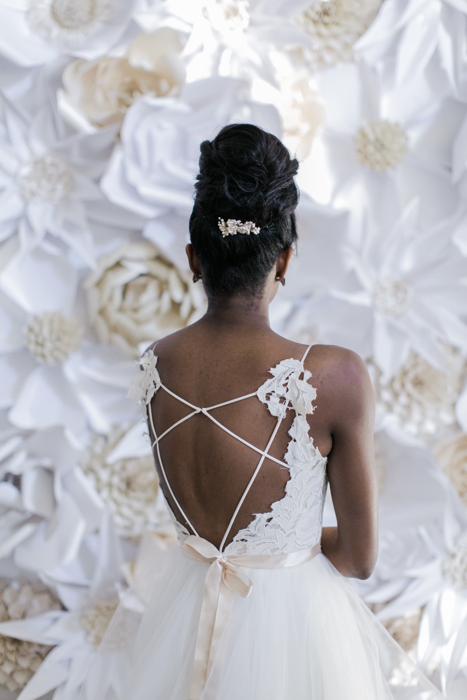 lacy and strappy wedding dress back