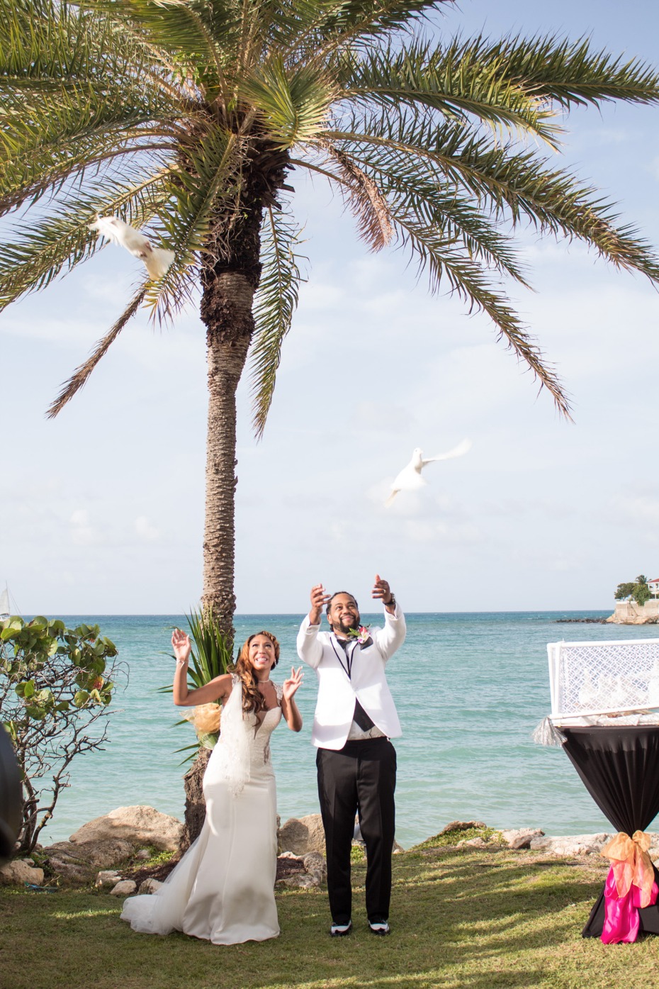 Dove release for their dream wedding in Antigua