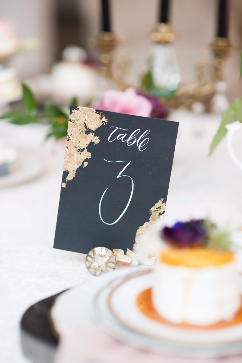 Edgy table number with gold foiling