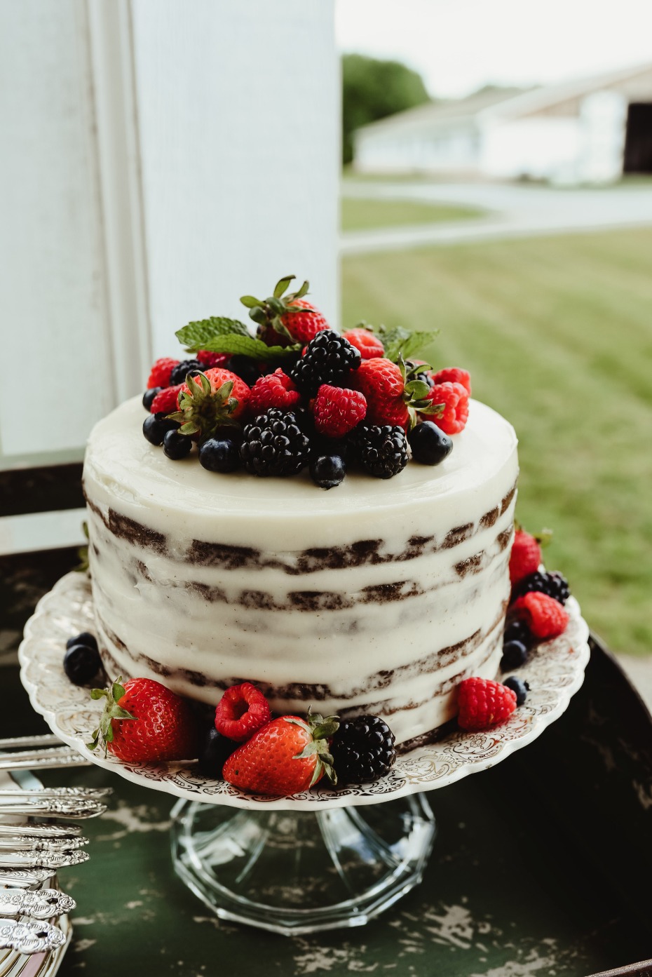 berry topped cake