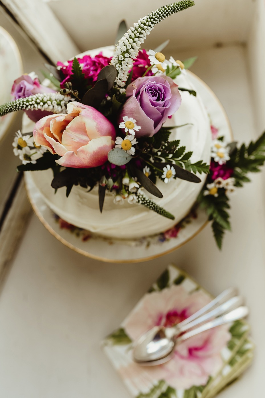 flower topped cake