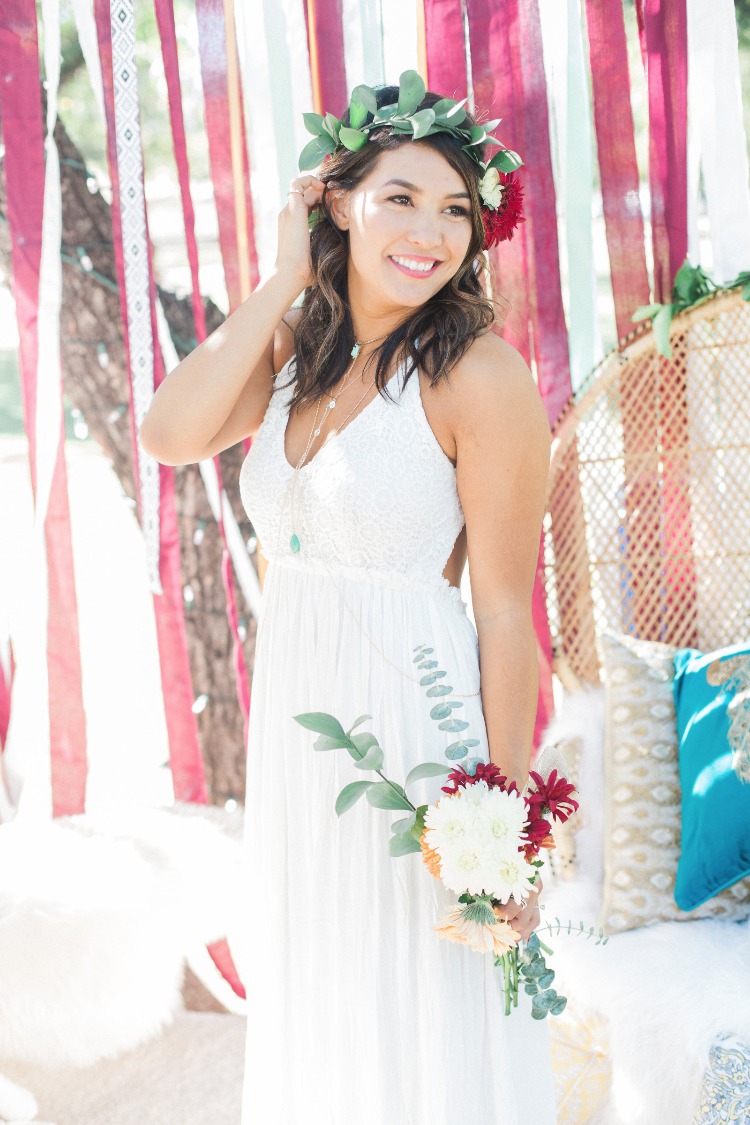 Good Vibes Only Bohemian Bridal Shower with Flower Crown Bar