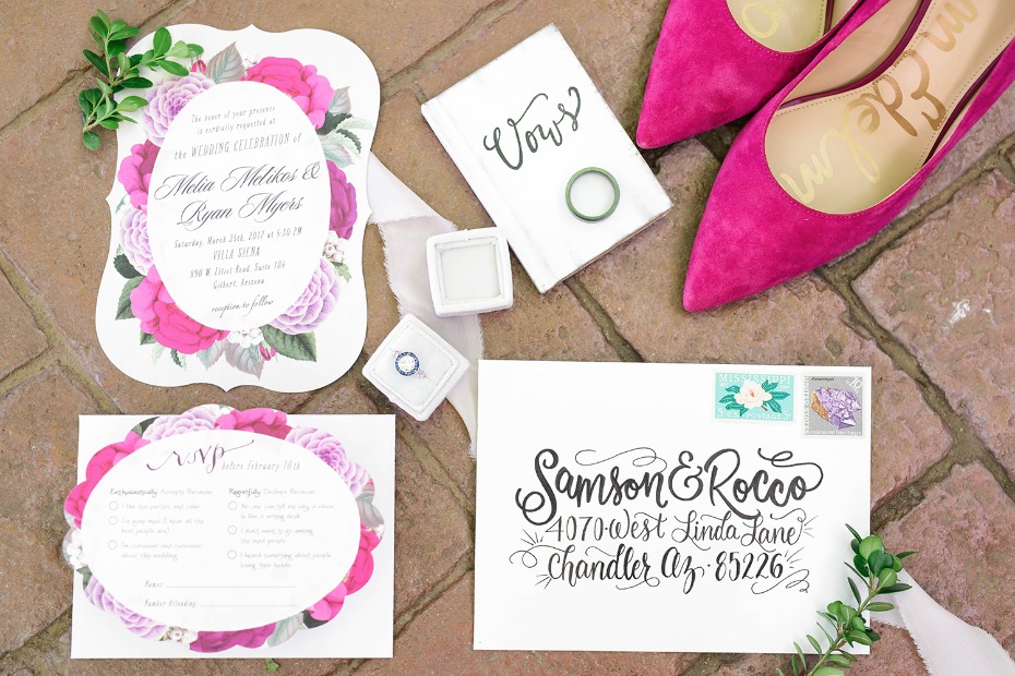 floral wedding invitation suite