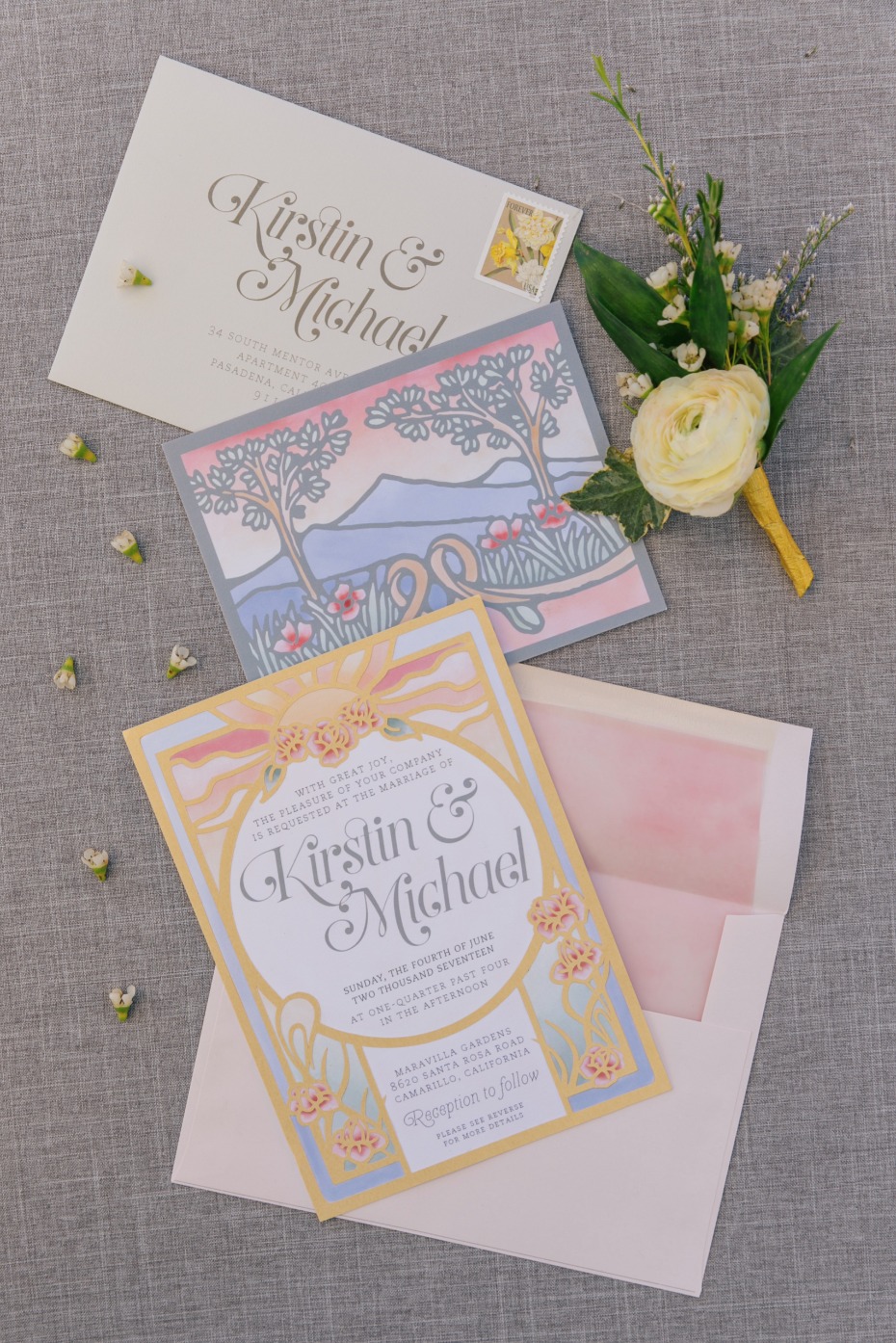 Art Nouveau wedding invitations
