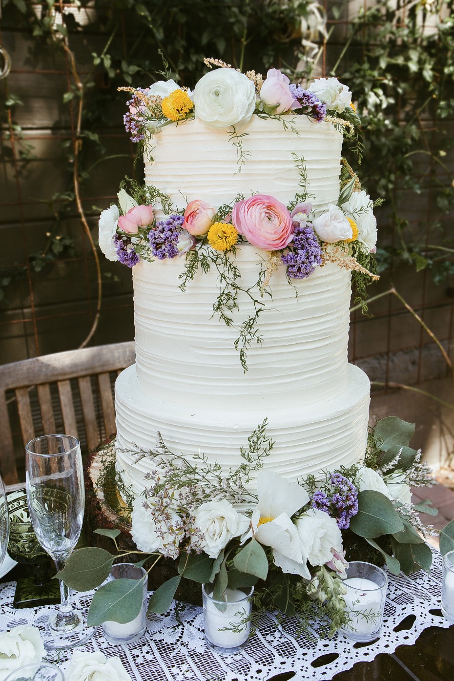 Three-tier cake with florals