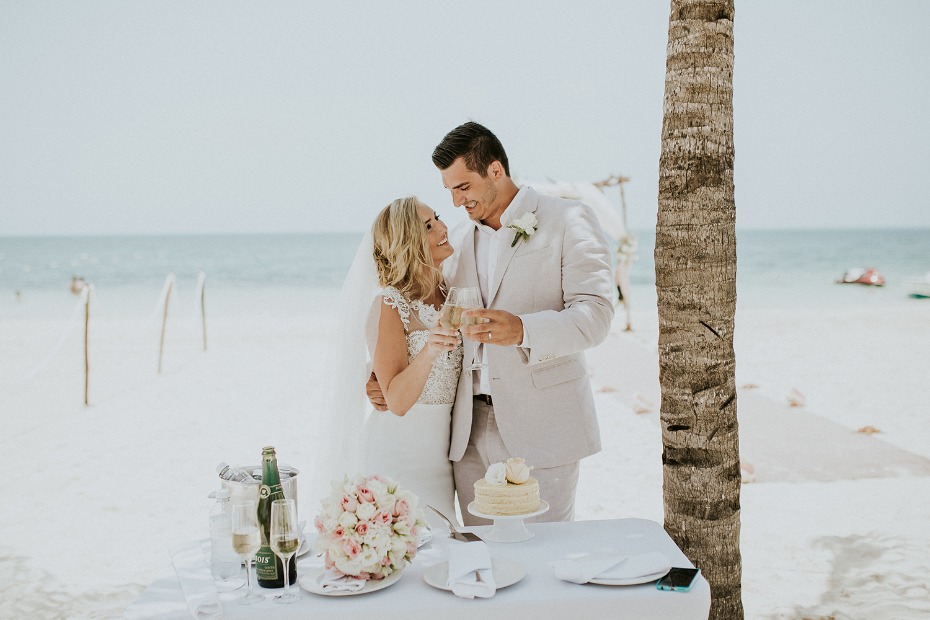Cheers to love at this beach ceremony in Mexico
