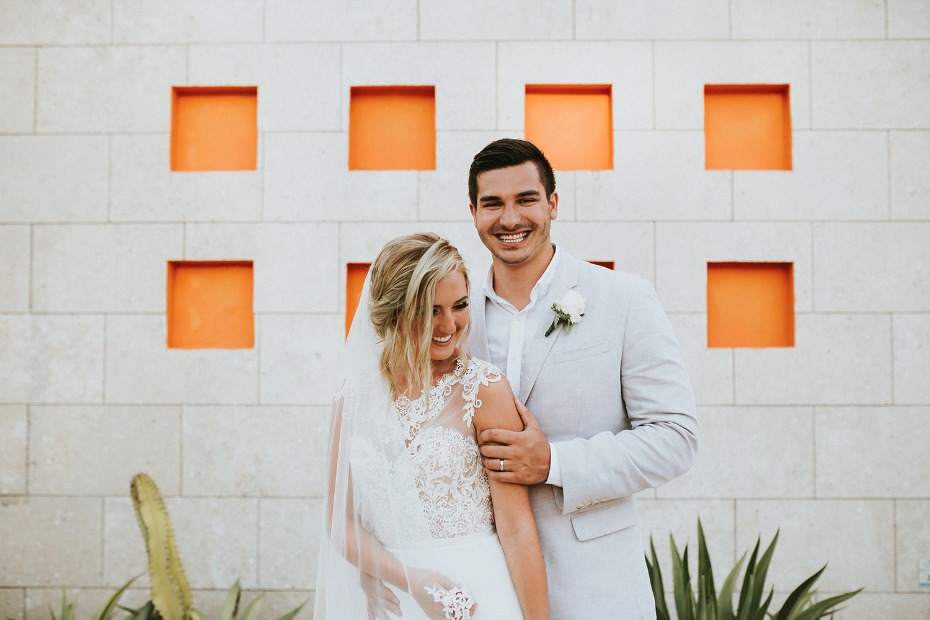 So happy in love at this beach wedding in Mexico