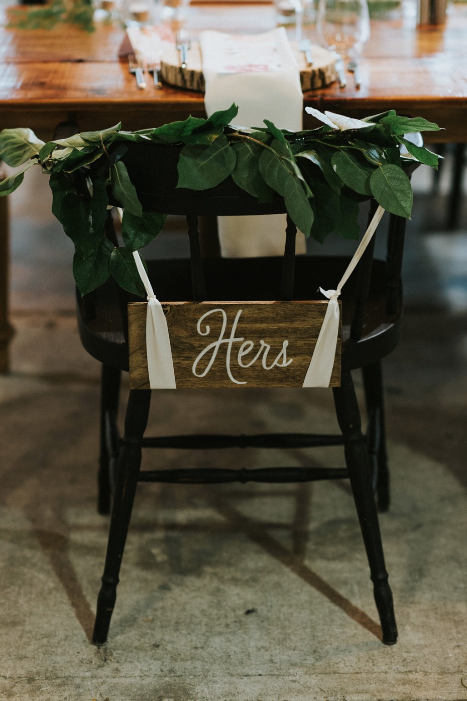hers wedding seat sign