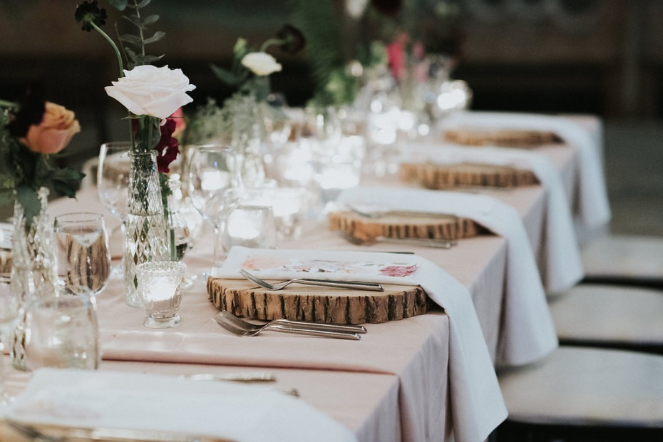 blush rustic chic wedding table