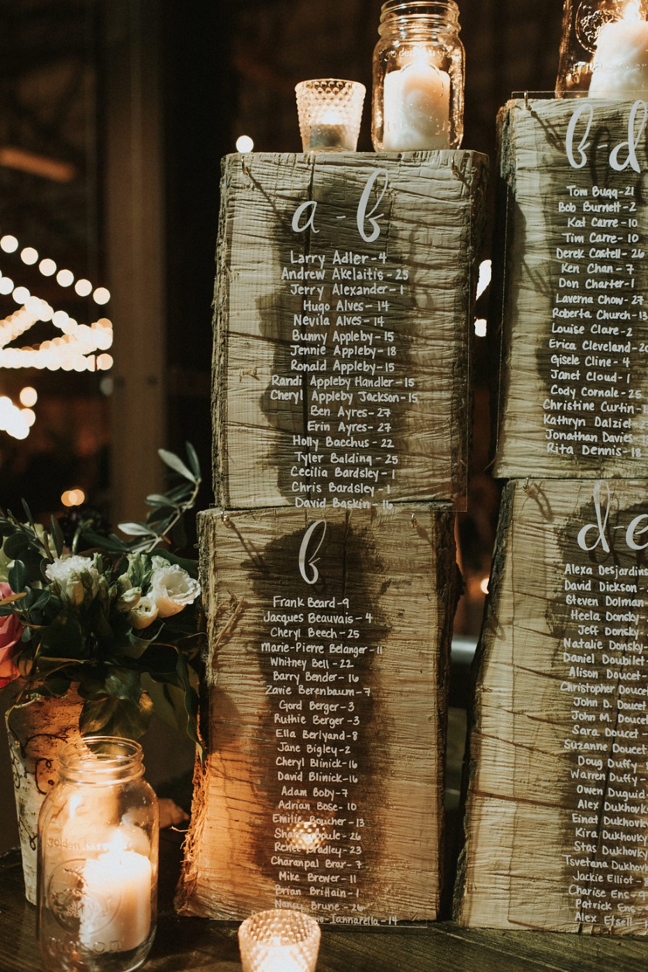 rustic stump wedding seating assignments