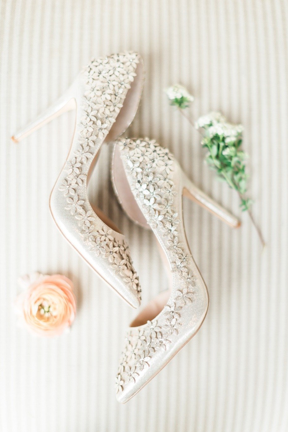 flower accented wedding shoes