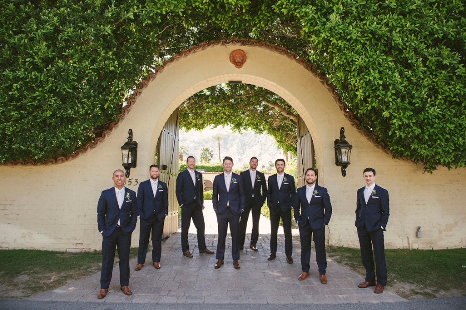 Navy suits and brown shoes for the groomsmen