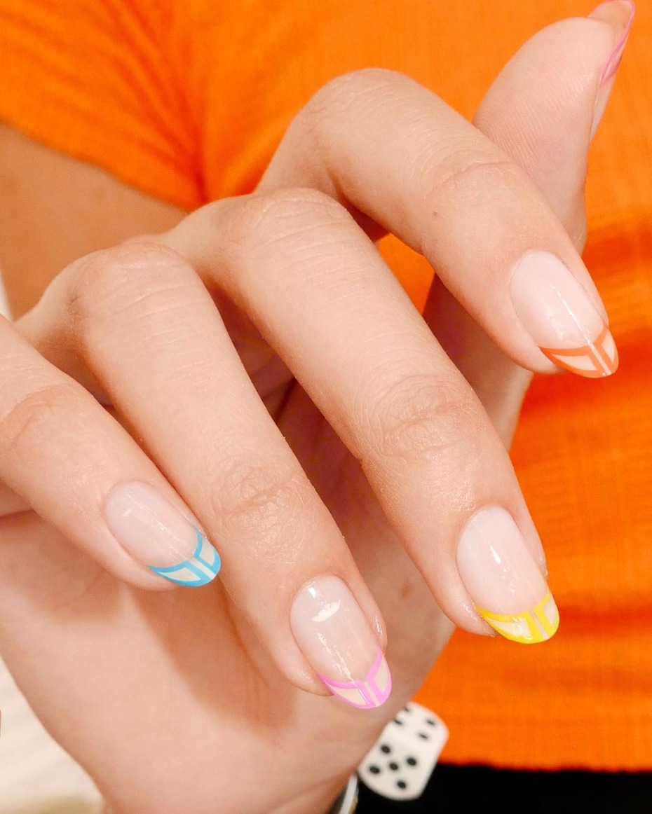 A modern take on the French Mani by Alicia Torello.