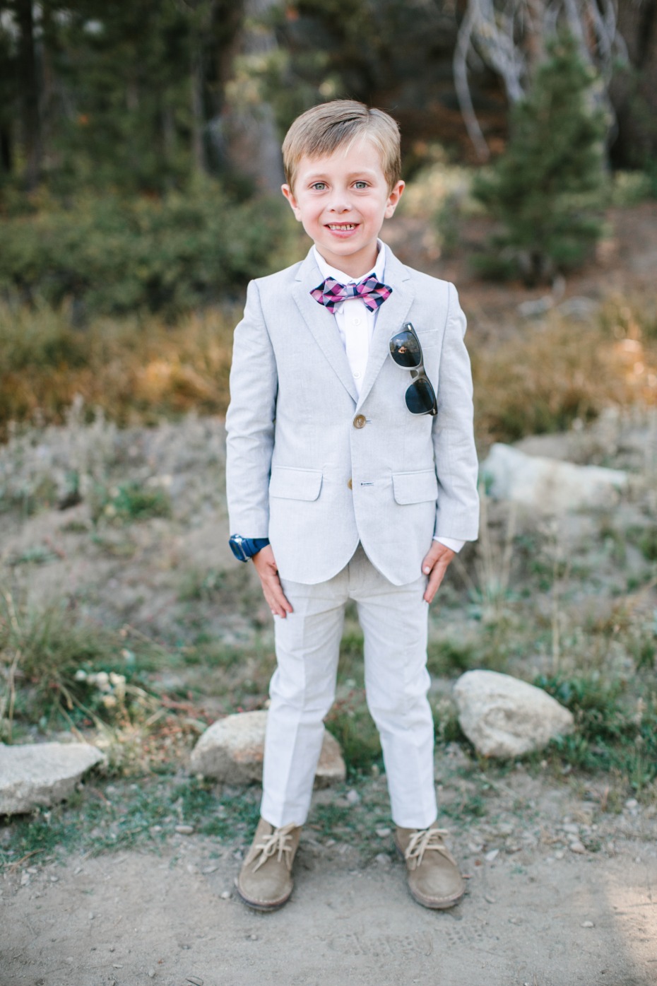 light grey fitted ring bearer suit