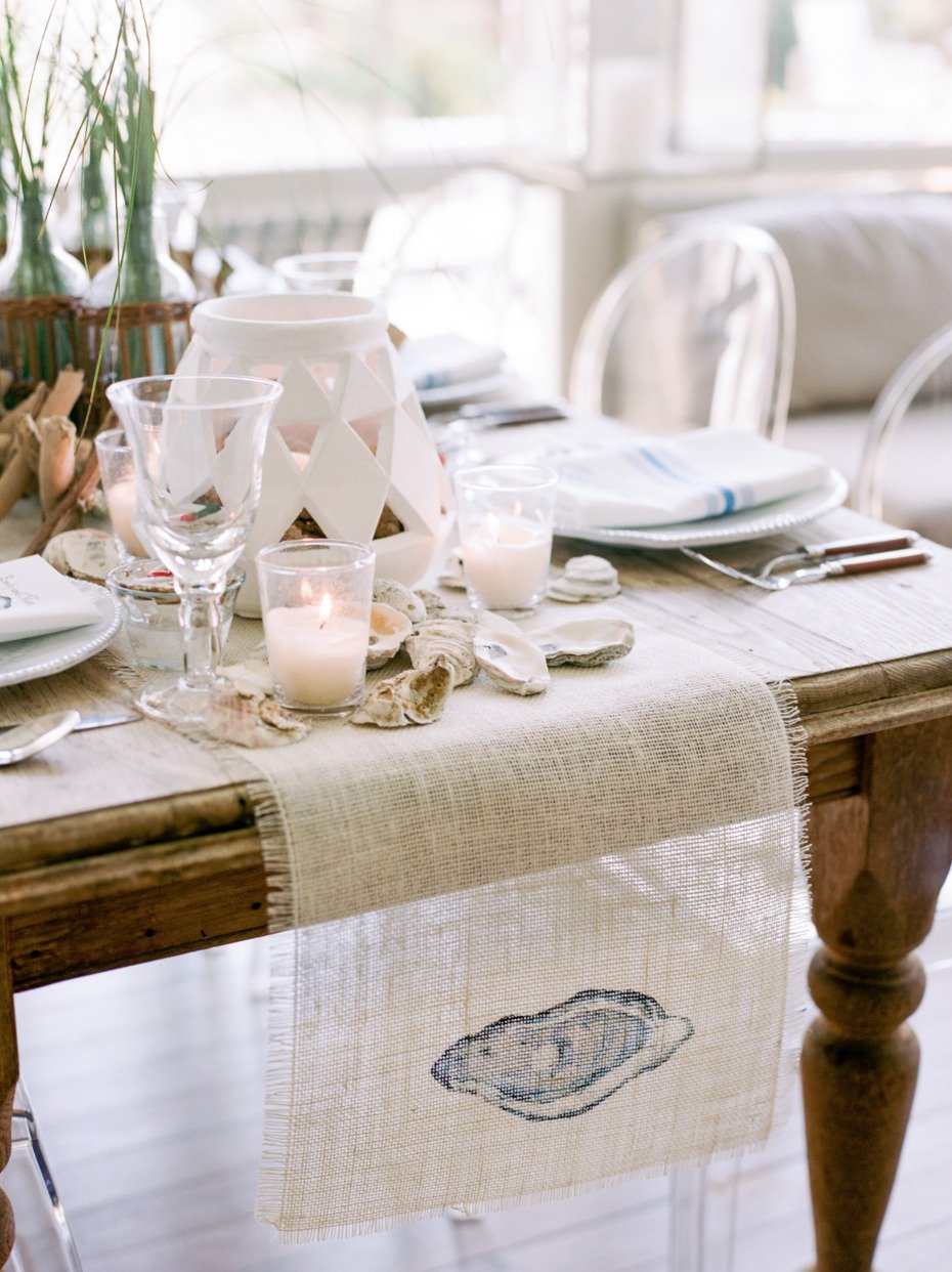 oyster table runner for your beachy table