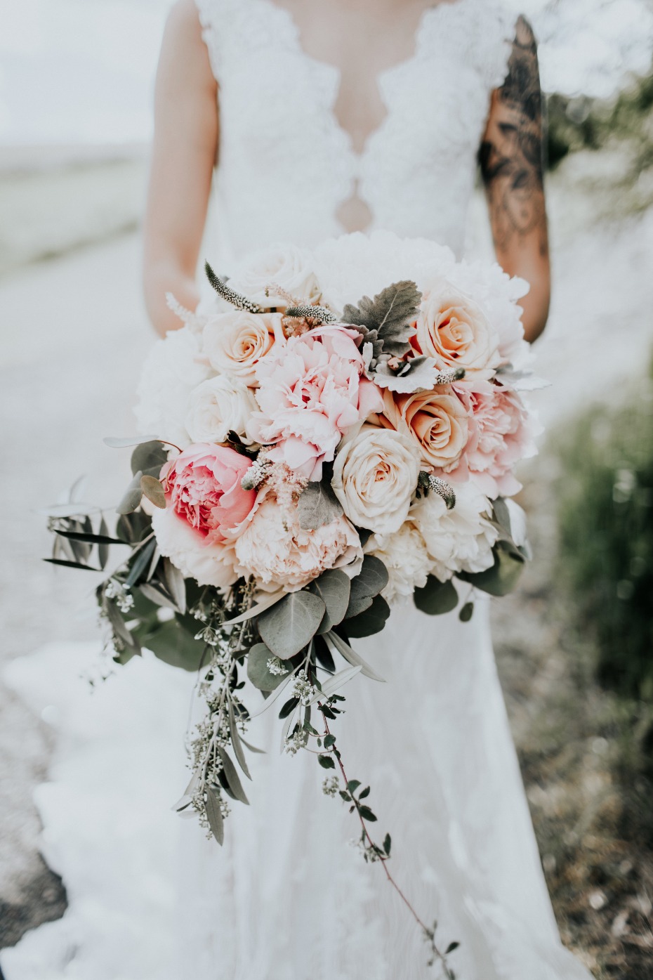 bridal bouquet in soft pink and blush