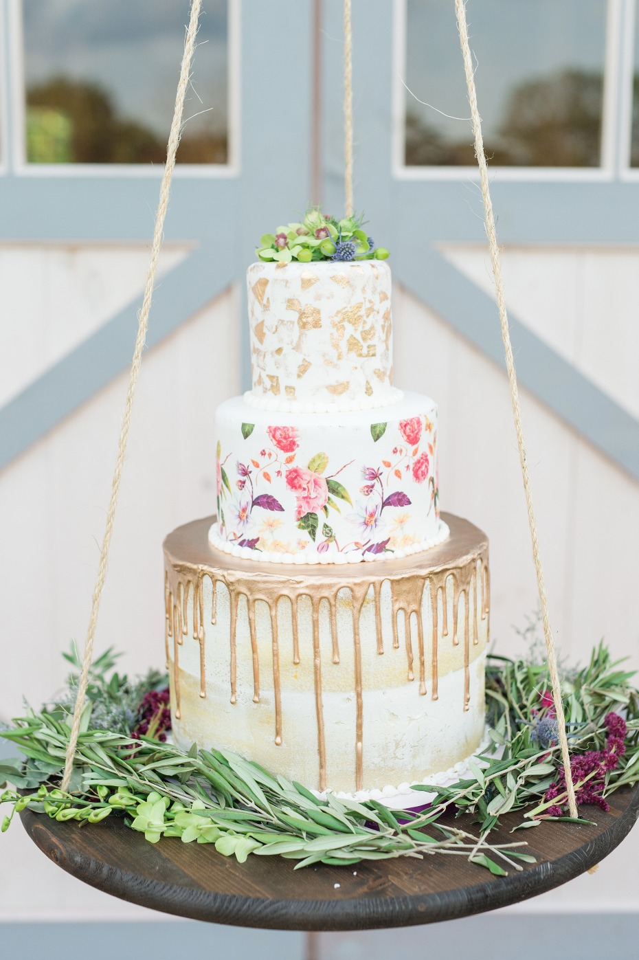Gorgeous cake on a hanging cake stand