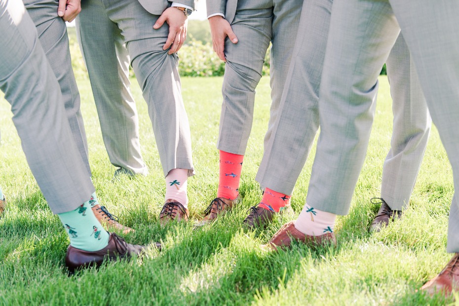 brightly colored groomsmen socks