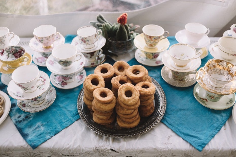 tea and donuts dessert table