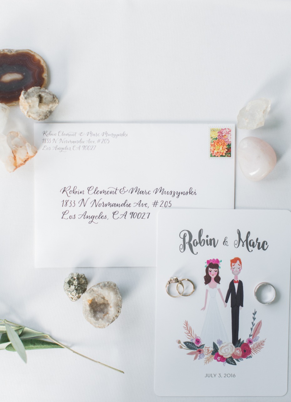 Wedding invitation for Robin and Marc in Los Angeles