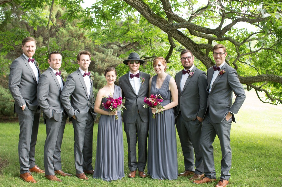 grooms party in all grey