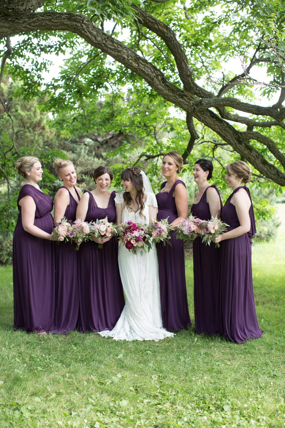 bridesmaids in royal purple