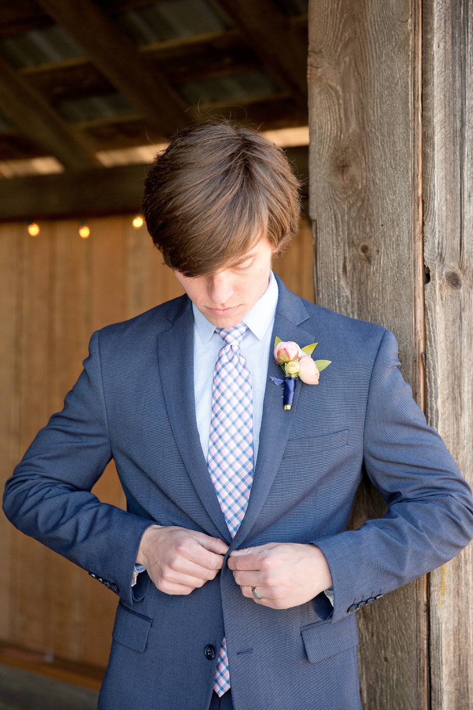 Blue suit for the groom