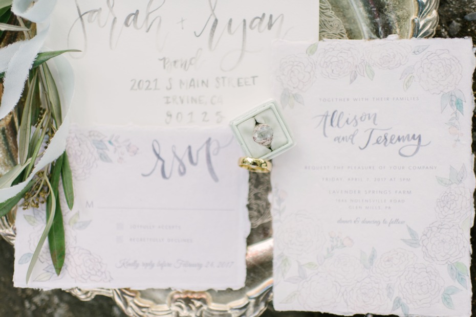 wedding suite with a classic calligraphy element