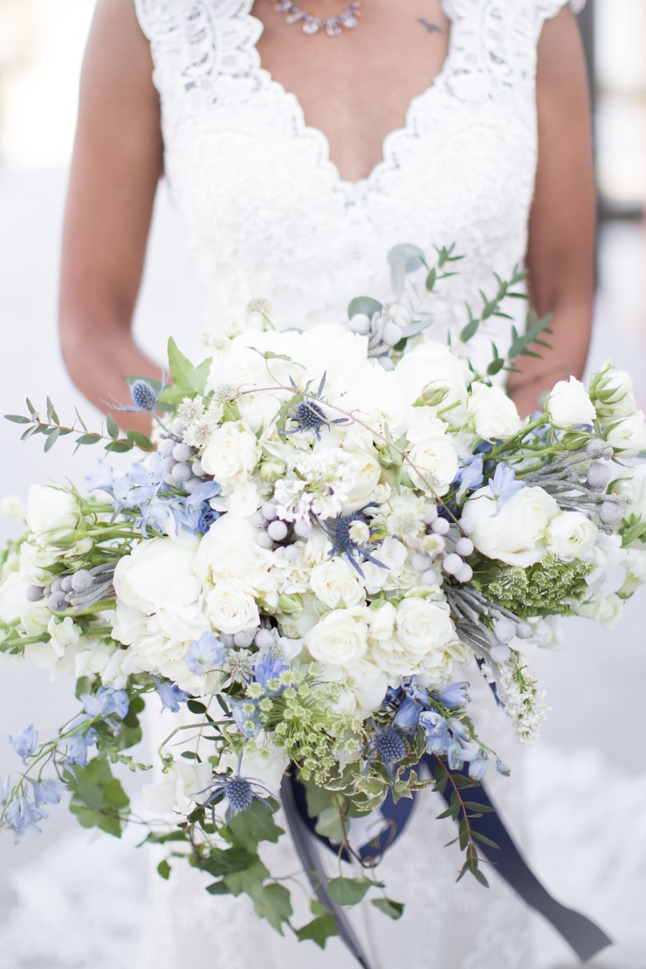 Regal white and blue bouquet