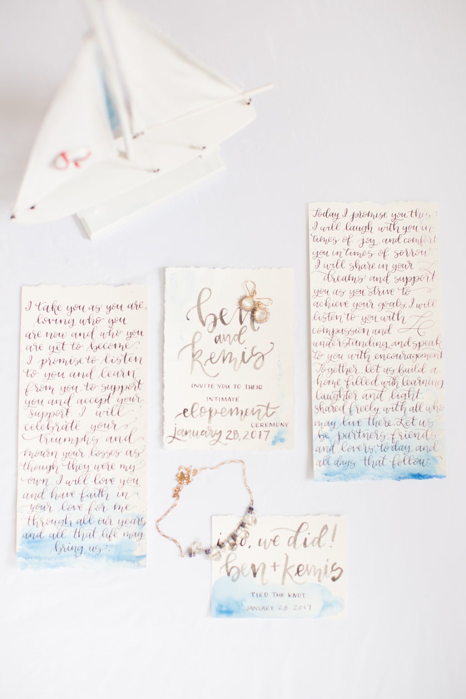 Blue watercolor invitation suite inspired by the sea