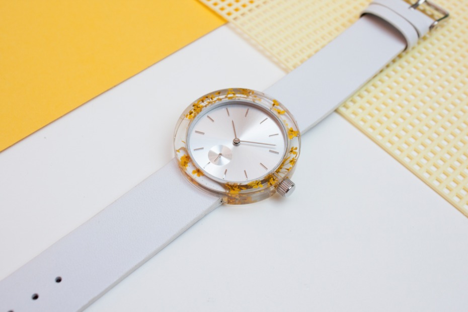 a watch with REAL flowers or moss