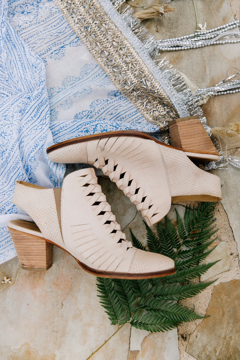 Free People blush booties for the bride