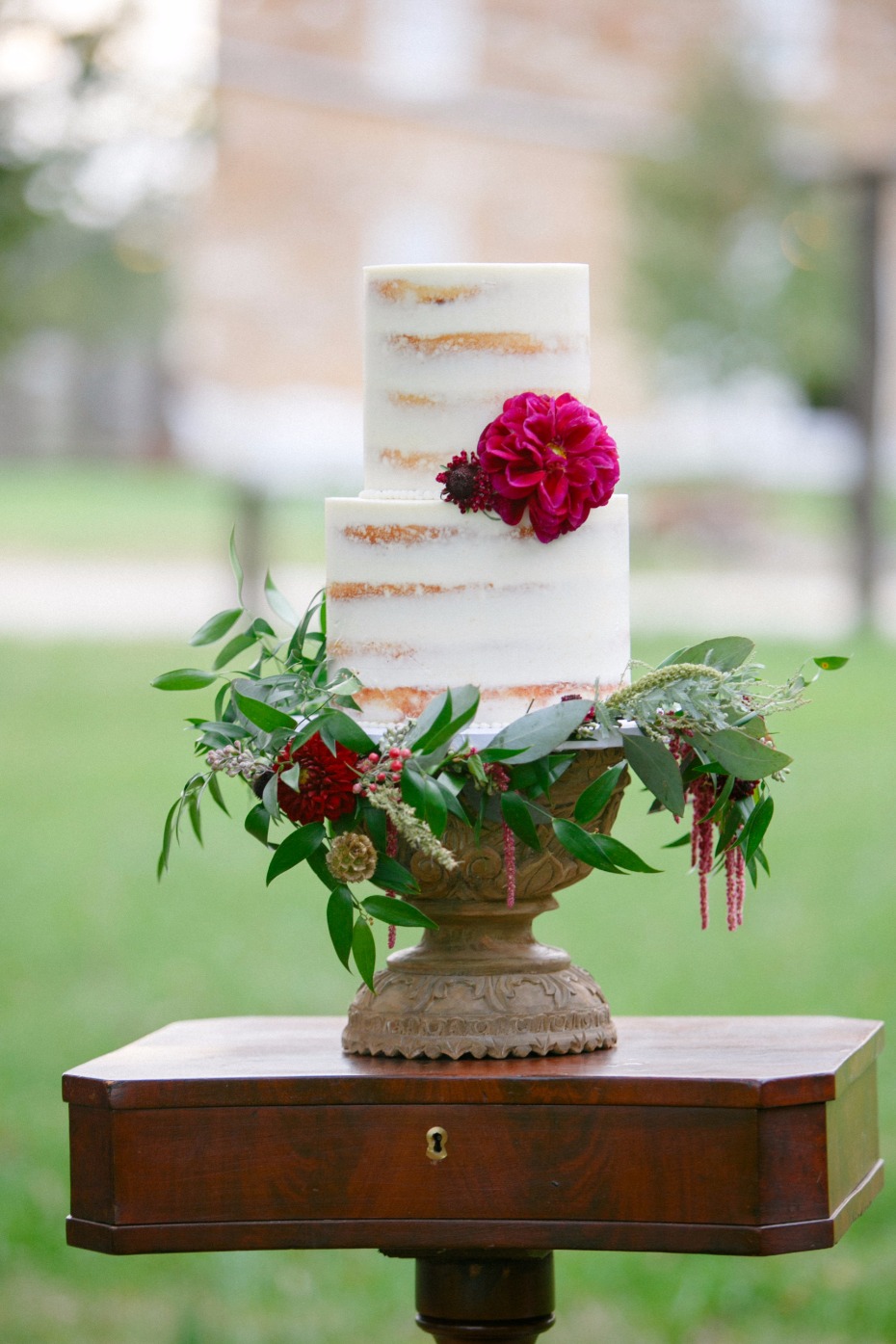 nearly naked fall themed wedding cake